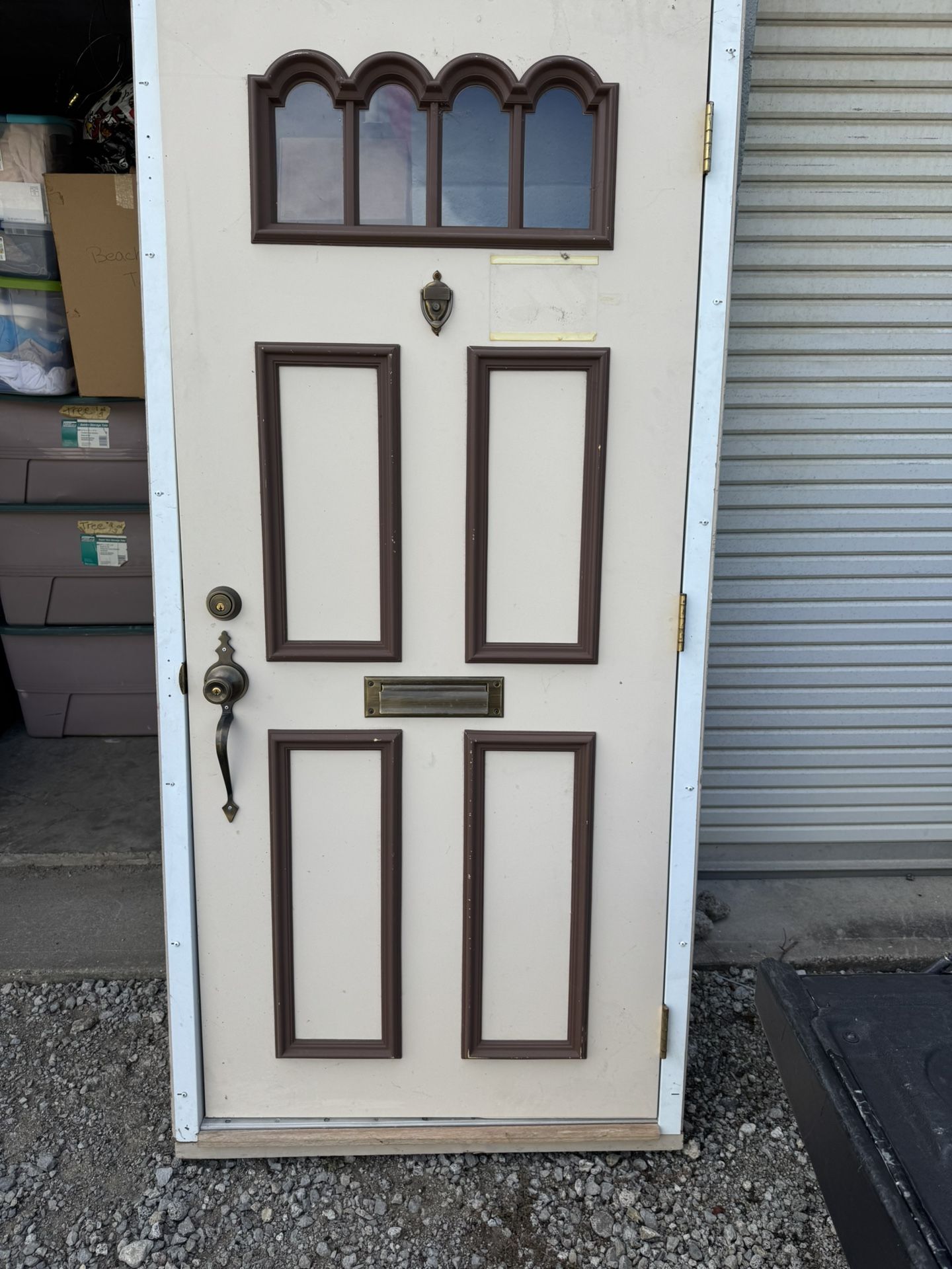 Very Heavy Metal Entry Door. Needs Refinishing  34 1/2” wide  78” tall. This is Just the Door NOT the Frame 