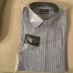 NEW Blue & White Striped Club Room, The Estate Dress Shirt -15 1/2 (34-35) - NEW
