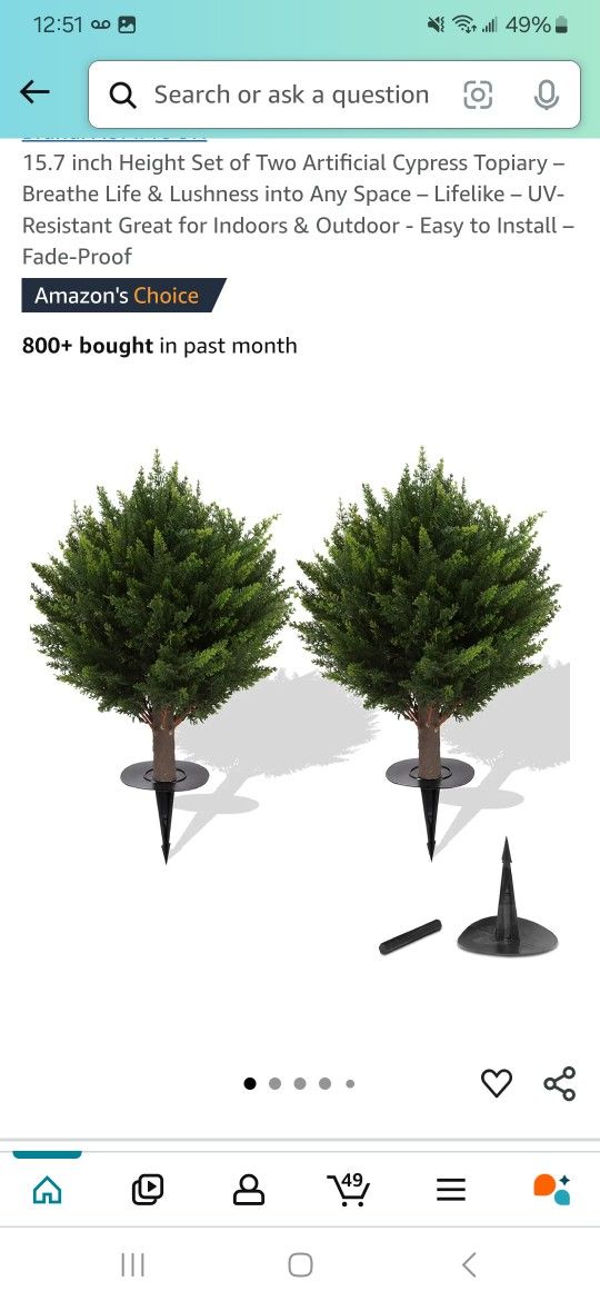 15.7 inch Height Set of Two Artificial Cypress Topiary – Breathe Life & Lushness into Any Space – Lifelike – UV-Resistant Great for Indoors & Outdoor