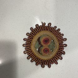 Retro Woven Kitchen Trivet, Hot Pad, Yarn Serving Mat, Coaster Trivet