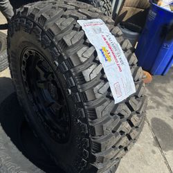 4 New 33/12.50/17 Dirt Commanders With 17” Black Rims Installed And Balanced 