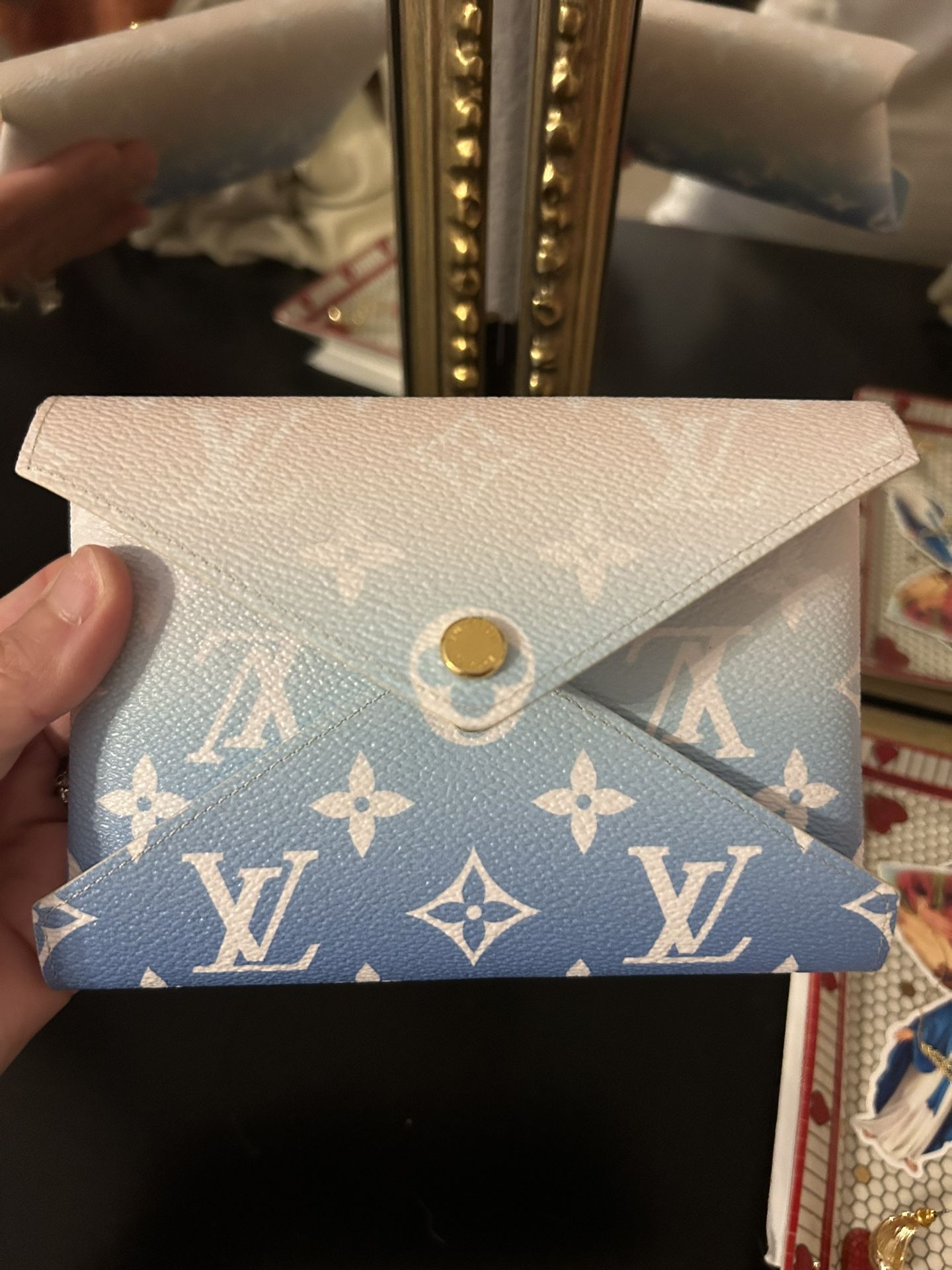 LOUIS VUITTON Blue Monogram Canvas By The Pool Kirigami Medium Pochette