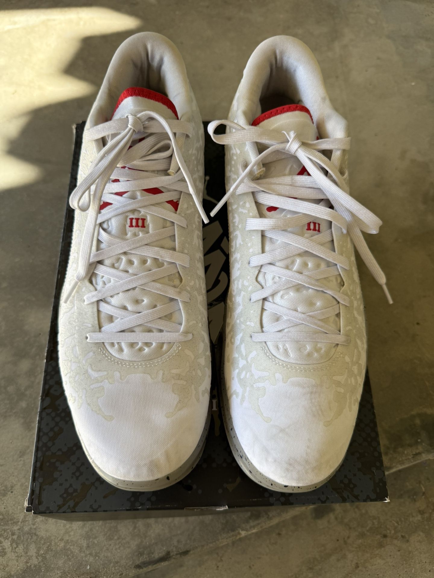 Worn Mens Size 13 Nike Jordan Zion 3 White University Red