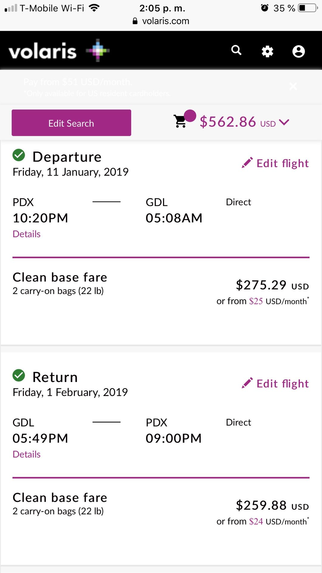 Vendo un boleto a Portland -Guadalajara- Portland