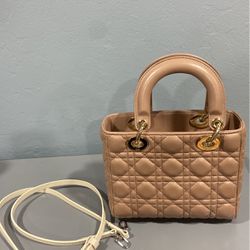 Christian Dior ~ Dior Beige Cannage Leather Small Lady Dior My ABCDior Bag