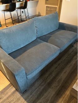 Grey Sofa Couch & black entertainment stand