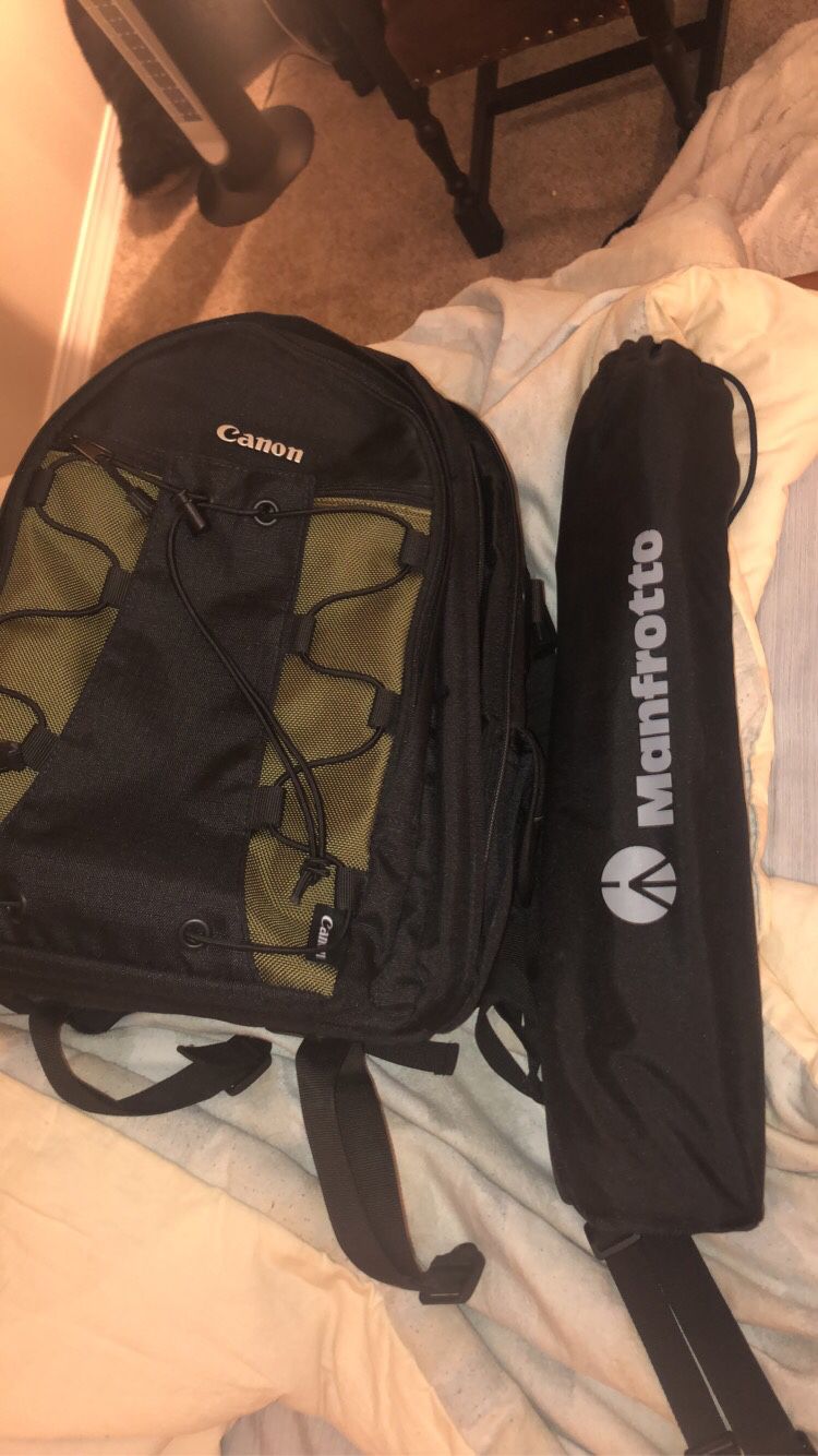 Manfrotto Tripod and Canon camera bag