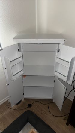 White Storage Cabinet with Shelves
