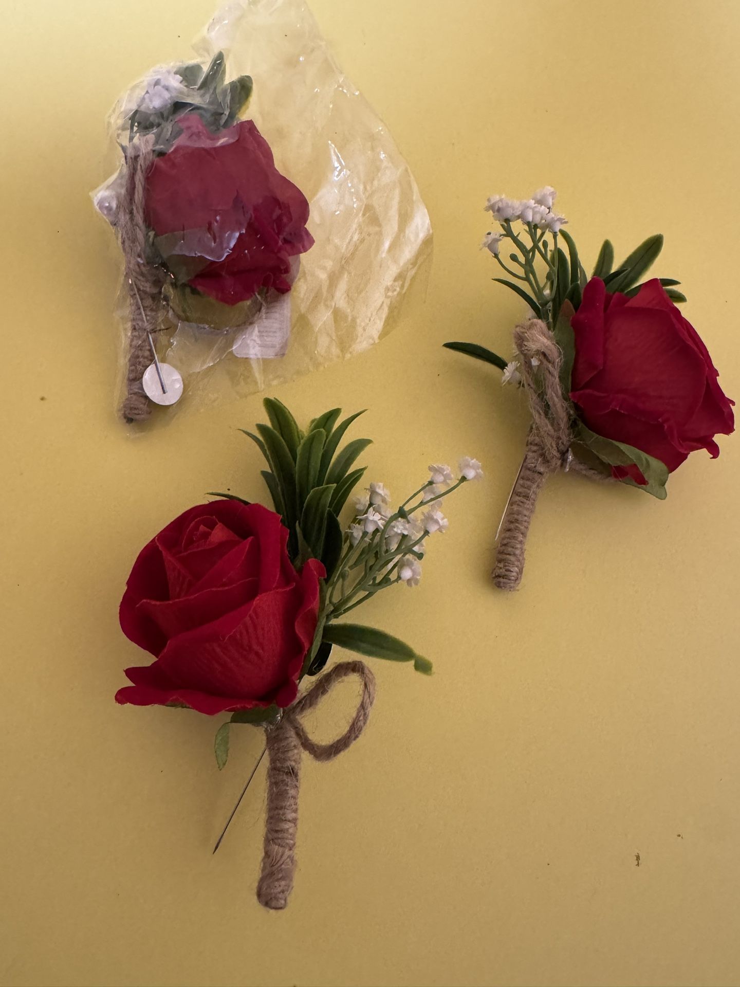 3 Single Rose Boutonnieres