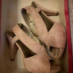 Women's Open-Toe Crisscross Suede Heels size 5 1/2