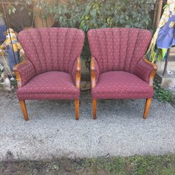 Pair of Mid-Century Modern Shell Back Armchairs