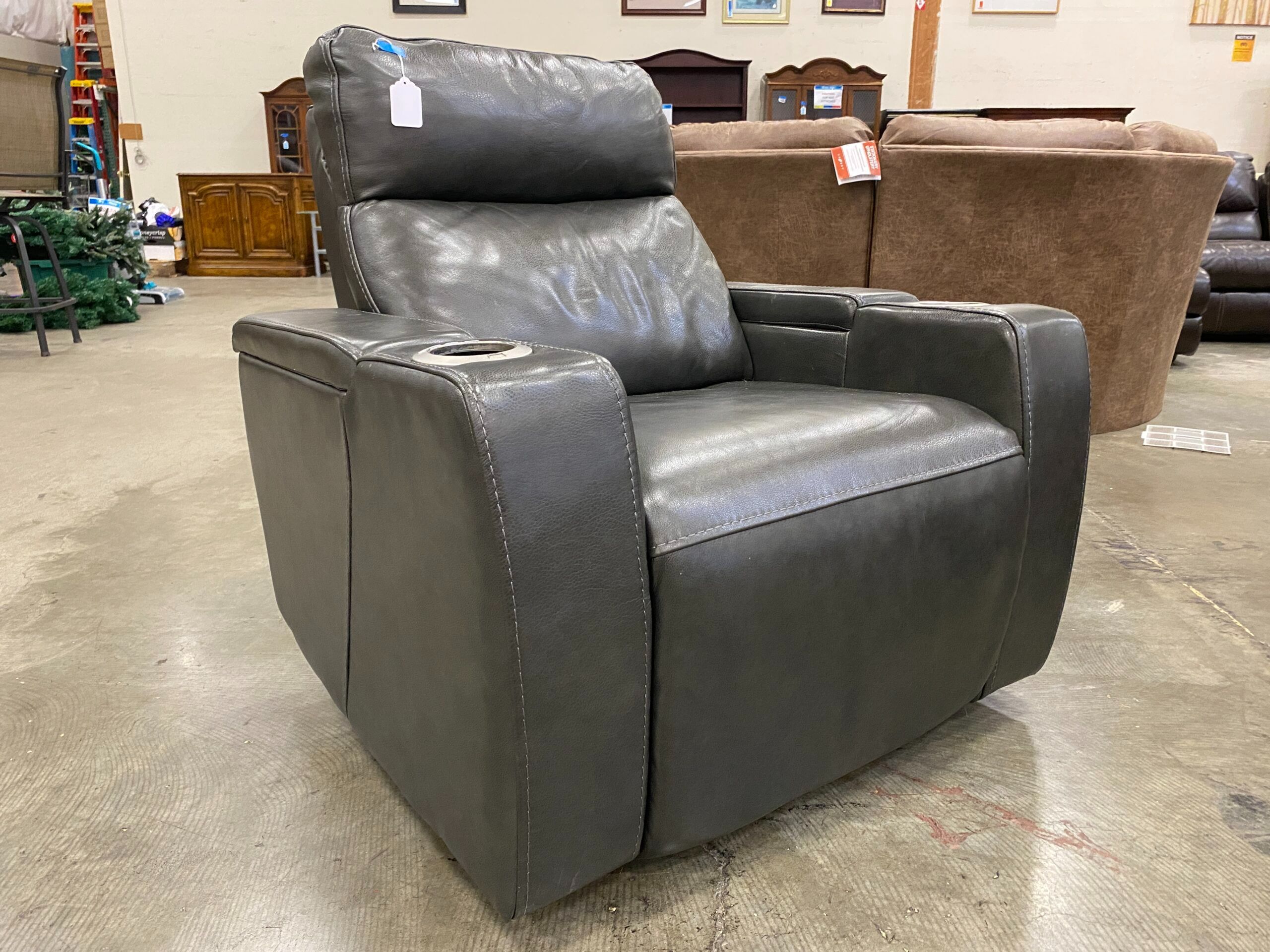 MACY’S Zero Gravity Leather Power Chair with Storage Compartments