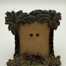 Detailed CBK LTD 5.5” x 5” Metal Picture Frame with Elephants and Palm Trees
