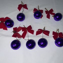Mini Purple Ornaments With Red Bows