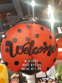 Ladybug Welcome Hanging Sign 