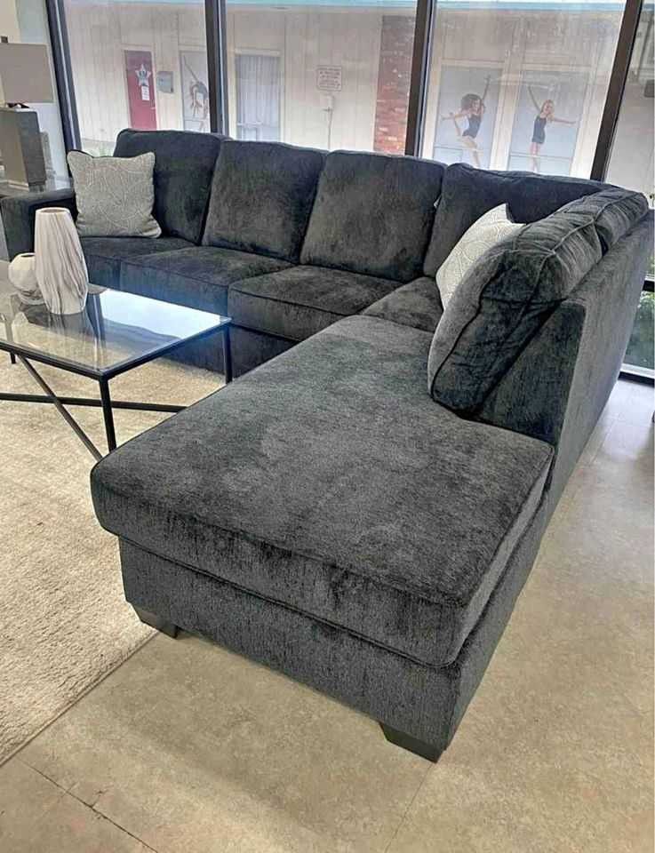 Slate Gray 2 Piece Sectional Sofa Chaise, In Stock