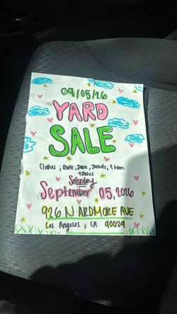 YARD SALE 09/05