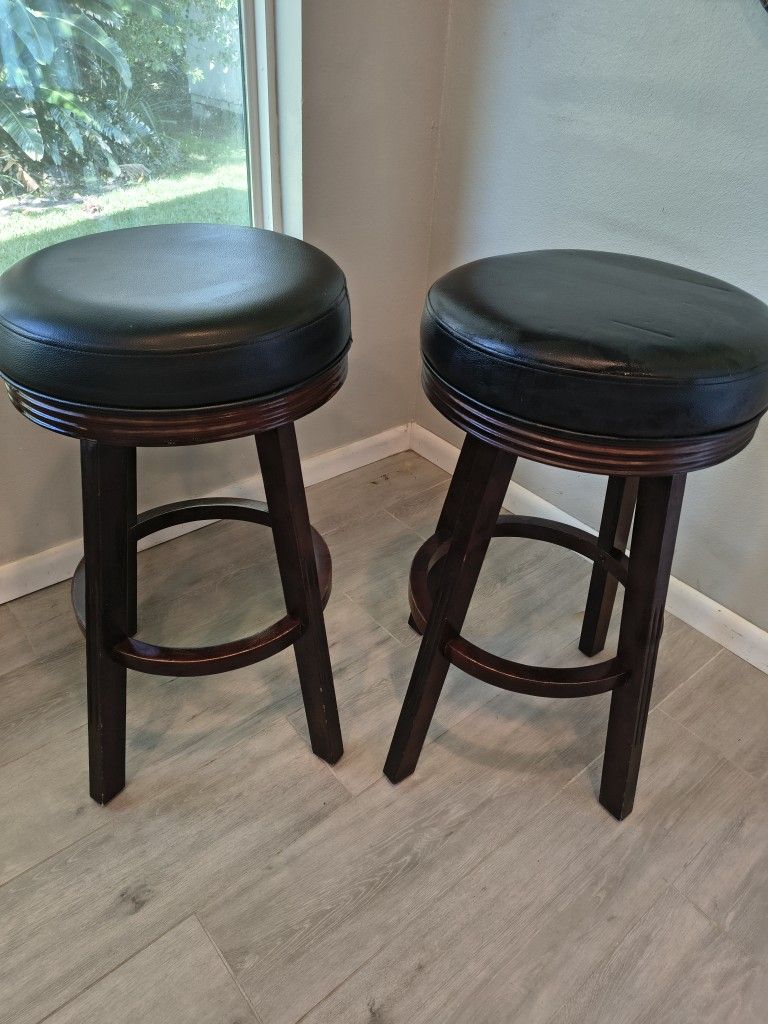 Swivel Upholstery Bar Stools With Solid Wood Frame