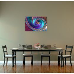 Peacock Spiral Abstract Tempered Glass Frame