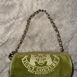 Y2K Vintage P&G 2004 Juicy Couture Green Velour Gold Leather Barrel Tootsie B