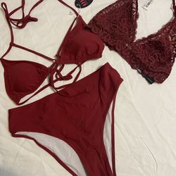 New avidlove bikini set +iris lilly lace top /Medium