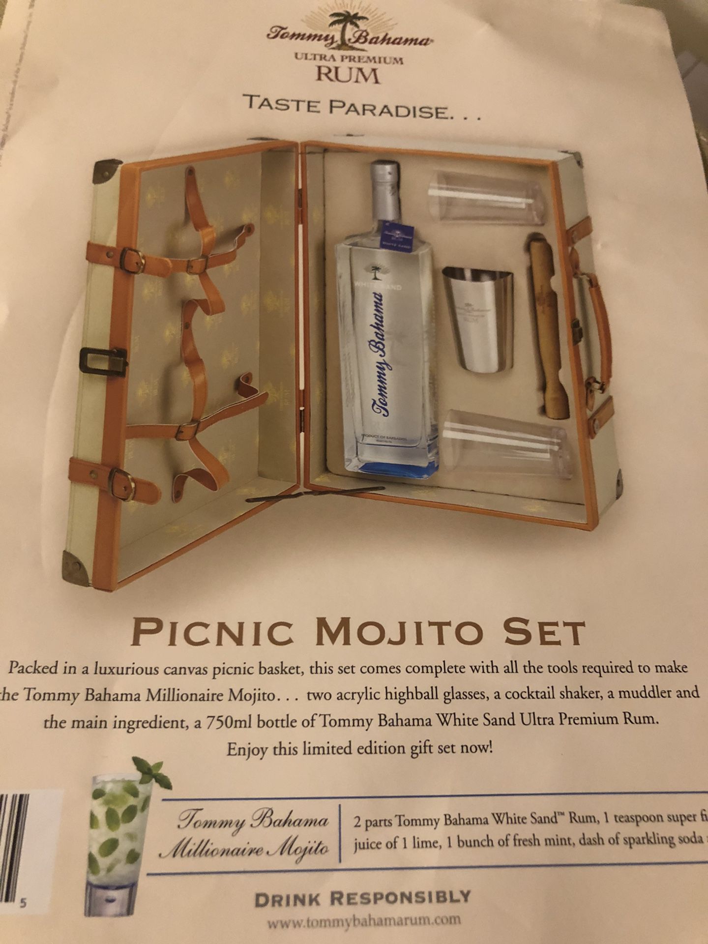 Tommy Bahama mojito picnic set (New)