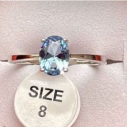 1.5CT Natural Blue Topaz Solid Sterling Silver 925 Ring Size 6,8 & 9