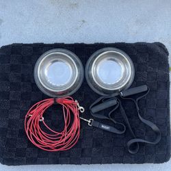 Buy 1/mix. Dog Bowels, 42x28x30 Crate, 36x24x3.5 Inch Egg Foam Crate Dog Bed, 30ft Metal Tie Out 125 Lb Dogs, Leash Boss Double Handle Leash.