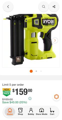 Ryobi eighteen volt brushless nail guns