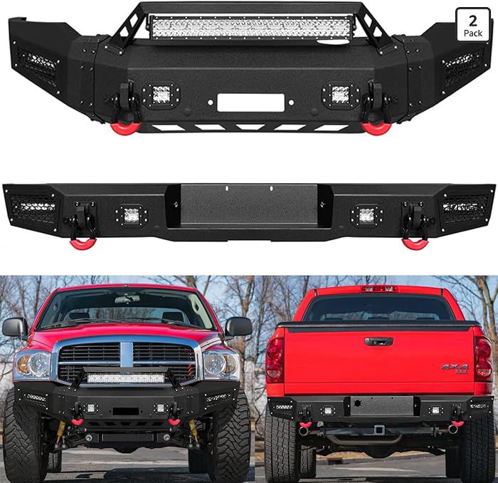 Vijay Front and Rear Bumper Fits 2006-2008 RAM 1500 with Winch Plate and Lights