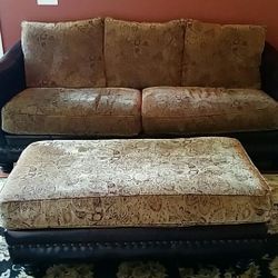 Costco Home 4 piece living room set: couch, ottoman, oversized chair, leather chair