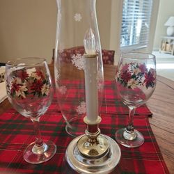 Candle & glasses  16" Tall.  $12  Pretty !