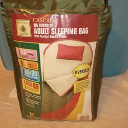 Northwest Territory Cascade 3 lb Oversize Adult Sleeping Bag Comfort Hood 32°F