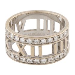 Tiffany Atlas ring 18K White gold 26 Small Diamonds 