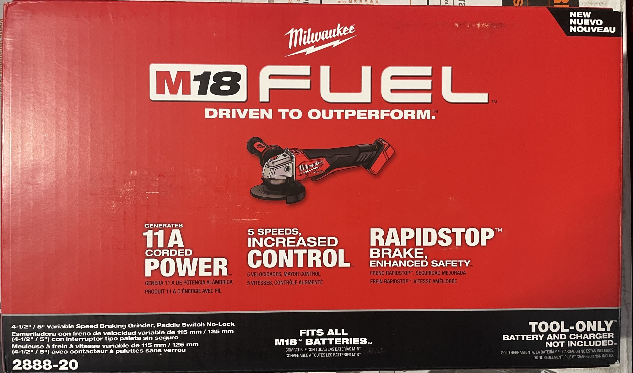 Milwaukee Fuel M18 Variable Speed Grinder 2888-20