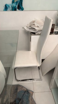 White Leather Dining Chair Chrome Frame
