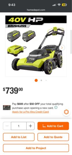 Ryobi 40V HP Brushless Cordless Lawn Mower