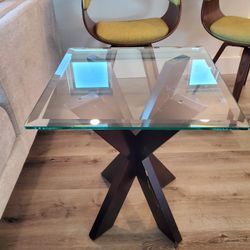 Glass and Wood Side Table