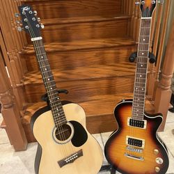 Custom Les Paul And Peavey Acoustic Guitar 