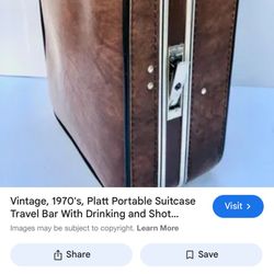 Vintage, 1970's, Platt Portable Suitcase Travel Bar With Drinking and Shot Glasses, Cocktail Tools, and Bottle Opener, Vintage Tailgate Bar