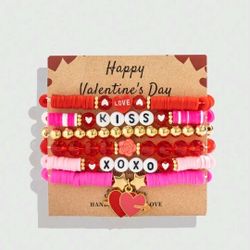 Valentines Day Bracelet Set 6pcs 