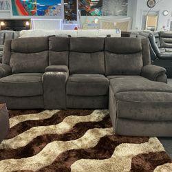 Brown Sectional Couch For Sale (Furniture Set Up)