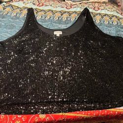 Plus Size Sequin Crop Tank Top 