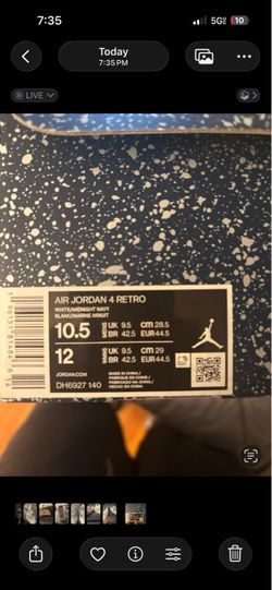 AIR JORDAN 4 RETRO WHITE/MIDNIGHT NAVY BLANC/MARINE MINUIT