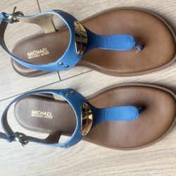 Michael Kors Blue Leather Sandals 