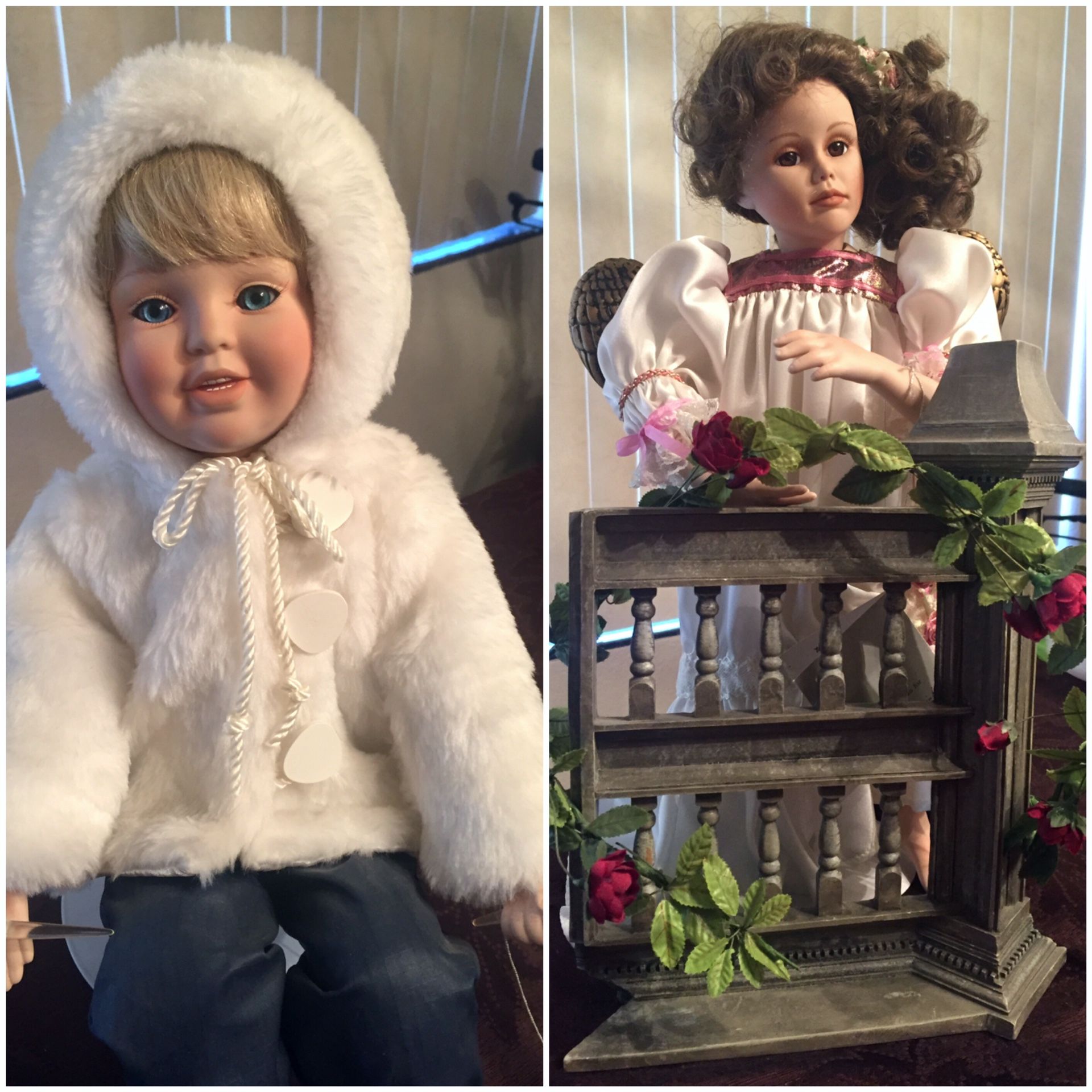 2 vintage Danbury Mint porcelain dolls