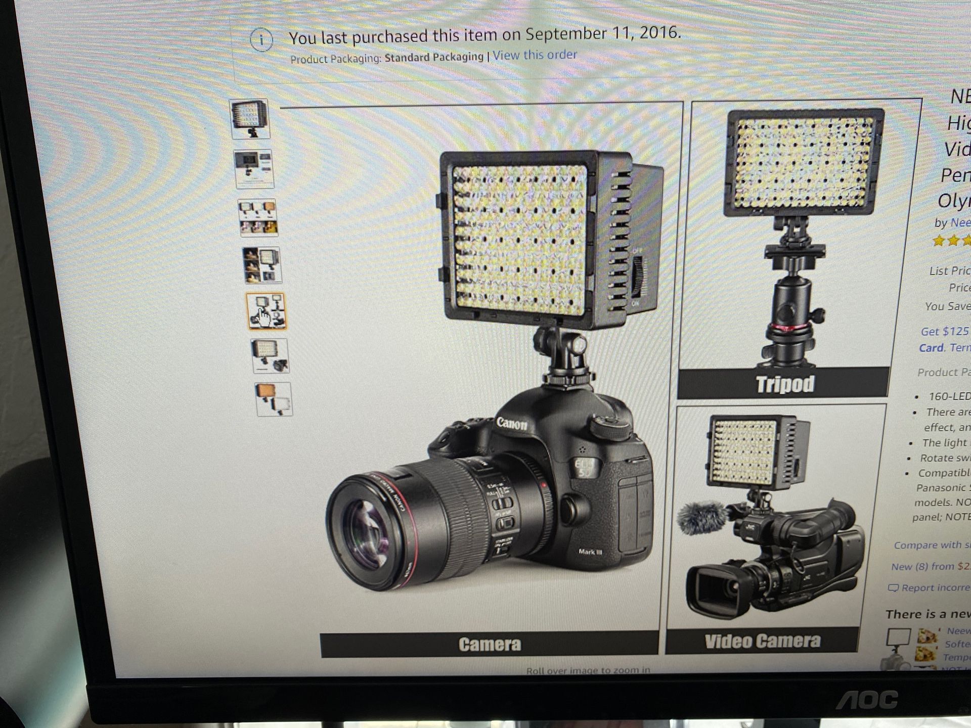 NEEWER 160 LED Dimmable On Camera Video Light