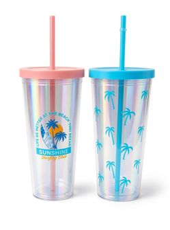 Sunshine Surfing Club Iridescent Tumblers Set of 2