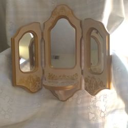 Vanity Three Way Mirrors Vintage Wood Stand
