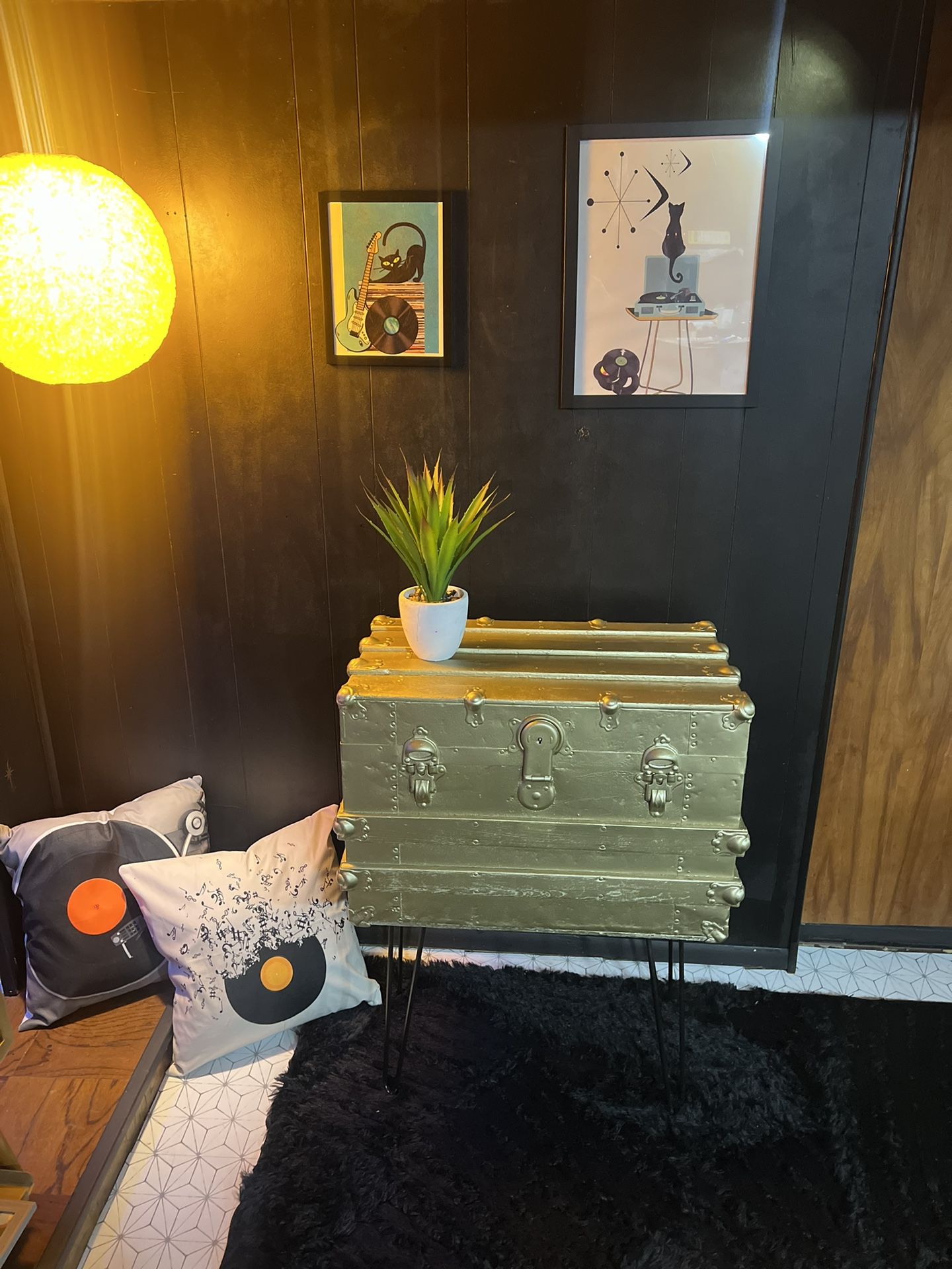 Vintage Steampunk Cedar Trunk Accent Table